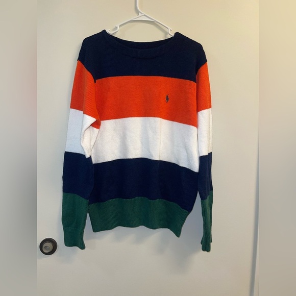Ralph Lauren Men's Crewneck Sweater - Orange White Blue Green